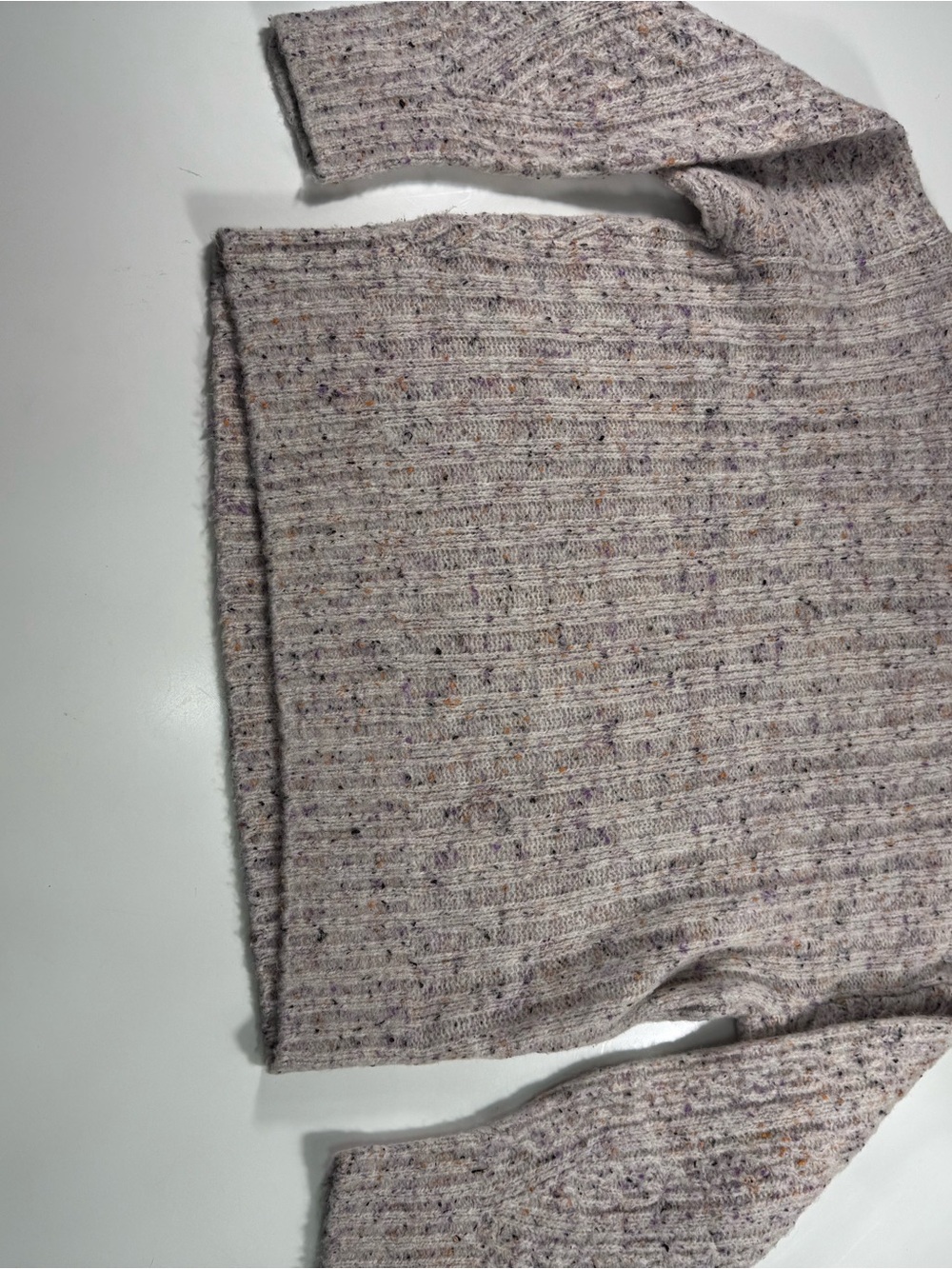 LOFT Soft Wool Blend Flecked Cream Crewneck Sweater - Picture 7 of 7
